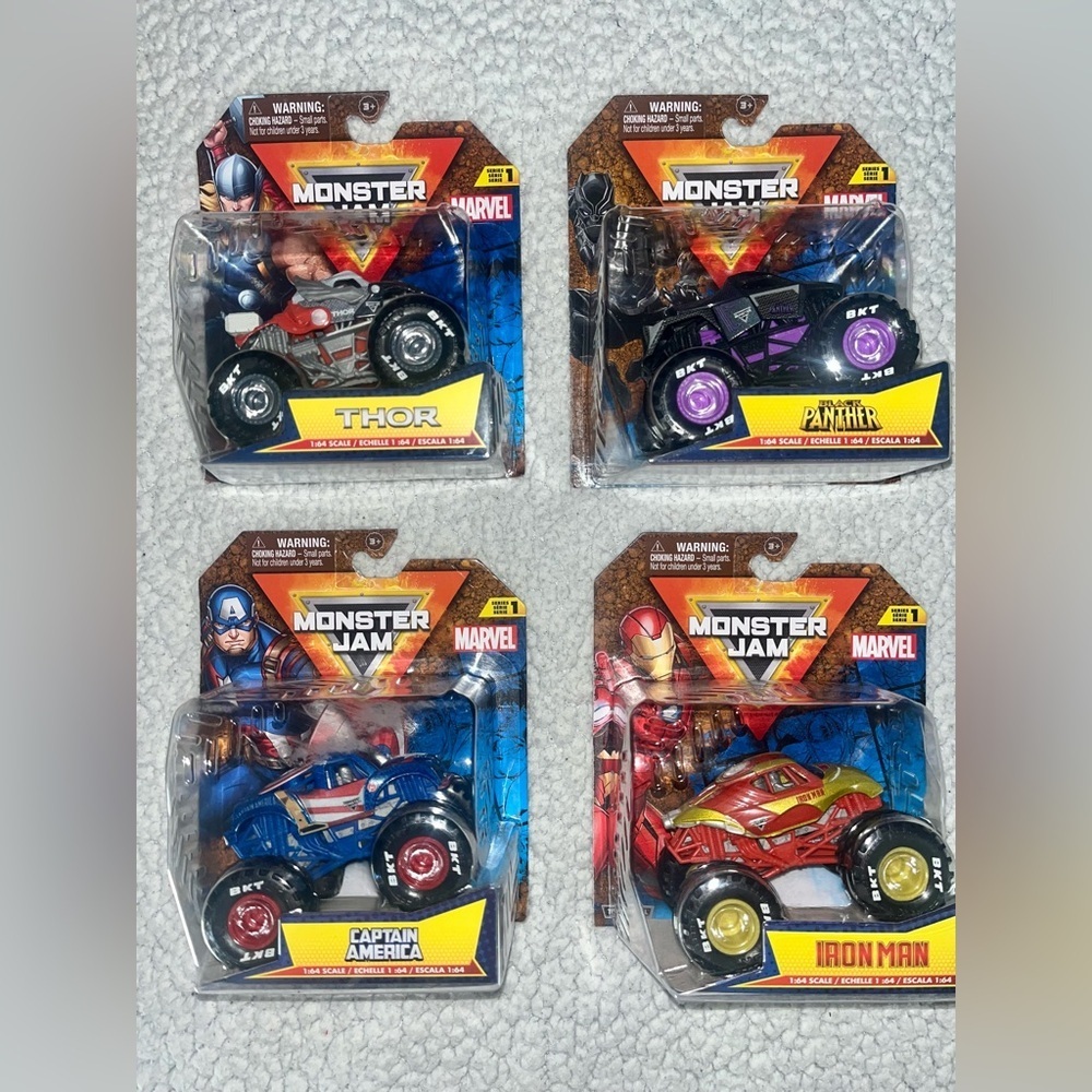 Marvel Monster Jam complete 4pack set
